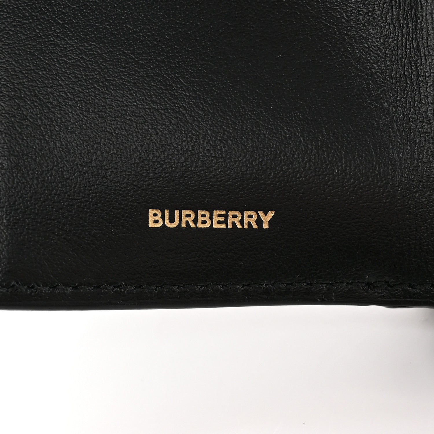 Burberry Grained Calfskin TB Compact Tri-Fold Wallet Black 8 of 11