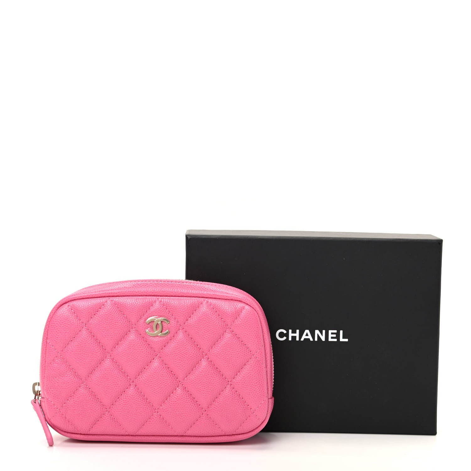 Chanel Caviar Quilted Small Curvy Pouch Cosmetic Case Pink 8 of 8