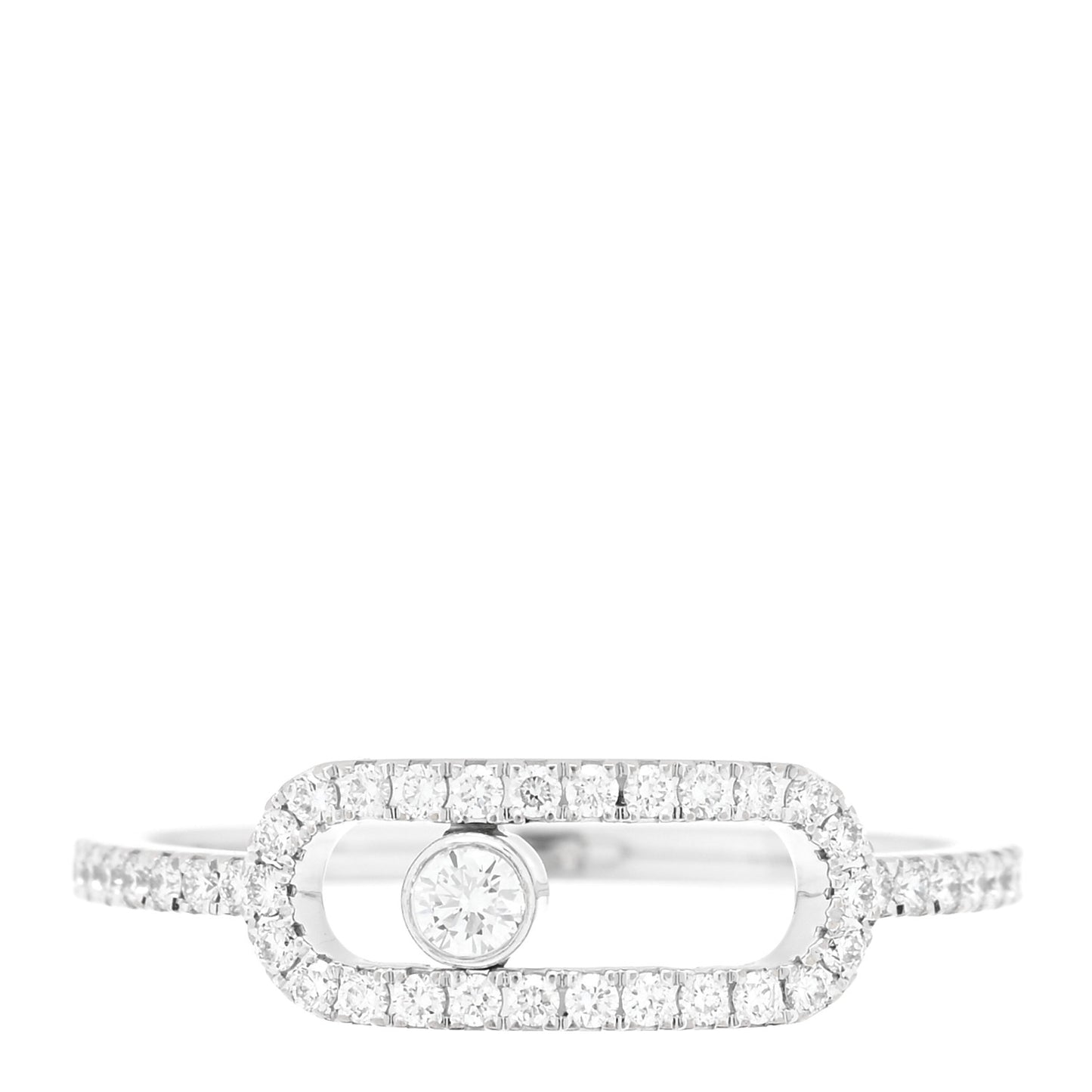 18K White Gold Diamond Move Uno Pave Ring 55 7.25