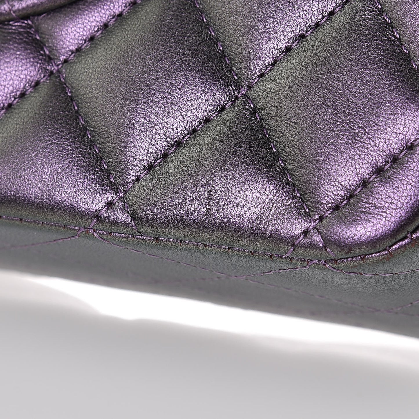 Iridescent Lambskin Quilted Medium Double Flap Dark Purple