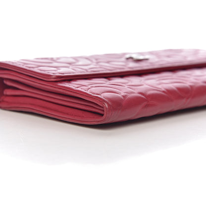 Chanel Lambskin Embossed Camellia Large Gusset Flap Wallet Pink 10 of 17