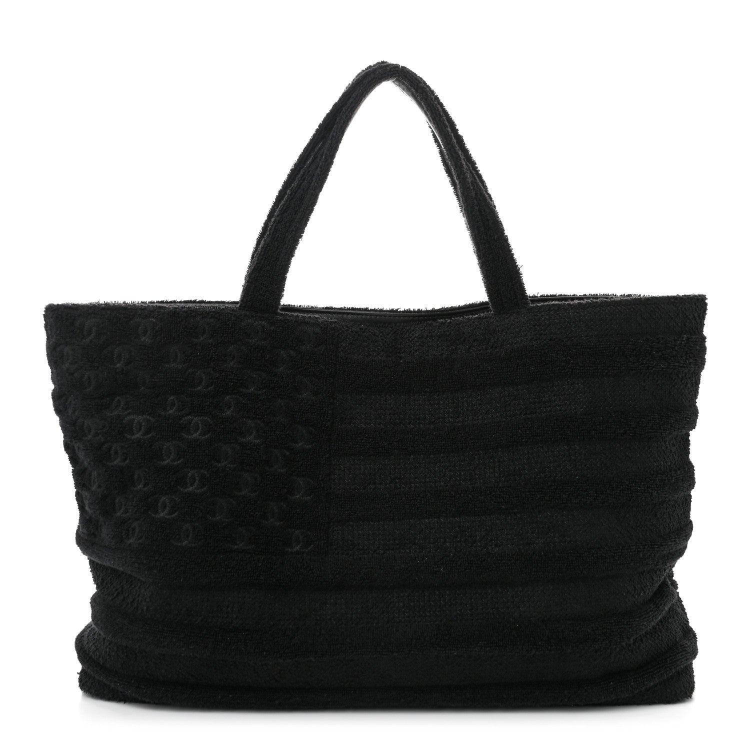 Chanel Terry Cotton Flag CC Beach Tote Towel Set Black 1 of 12