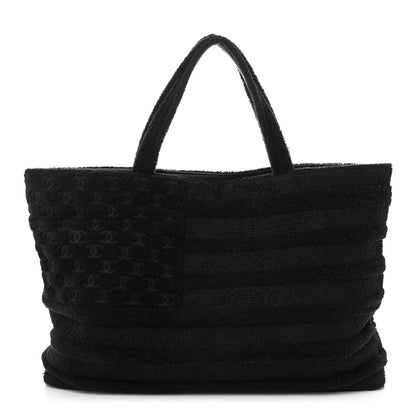 Chanel Terry Cotton Flag CC Beach Tote Towel Set Black 1 of 12