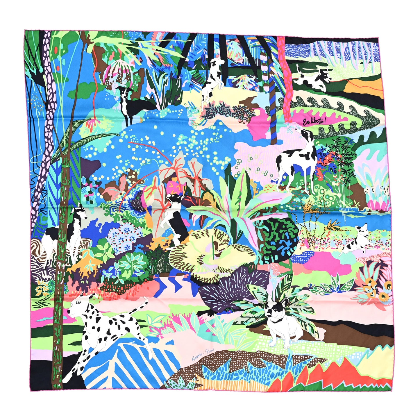 Silk En Liberte Scarf 90 Bleu Moyen Vert