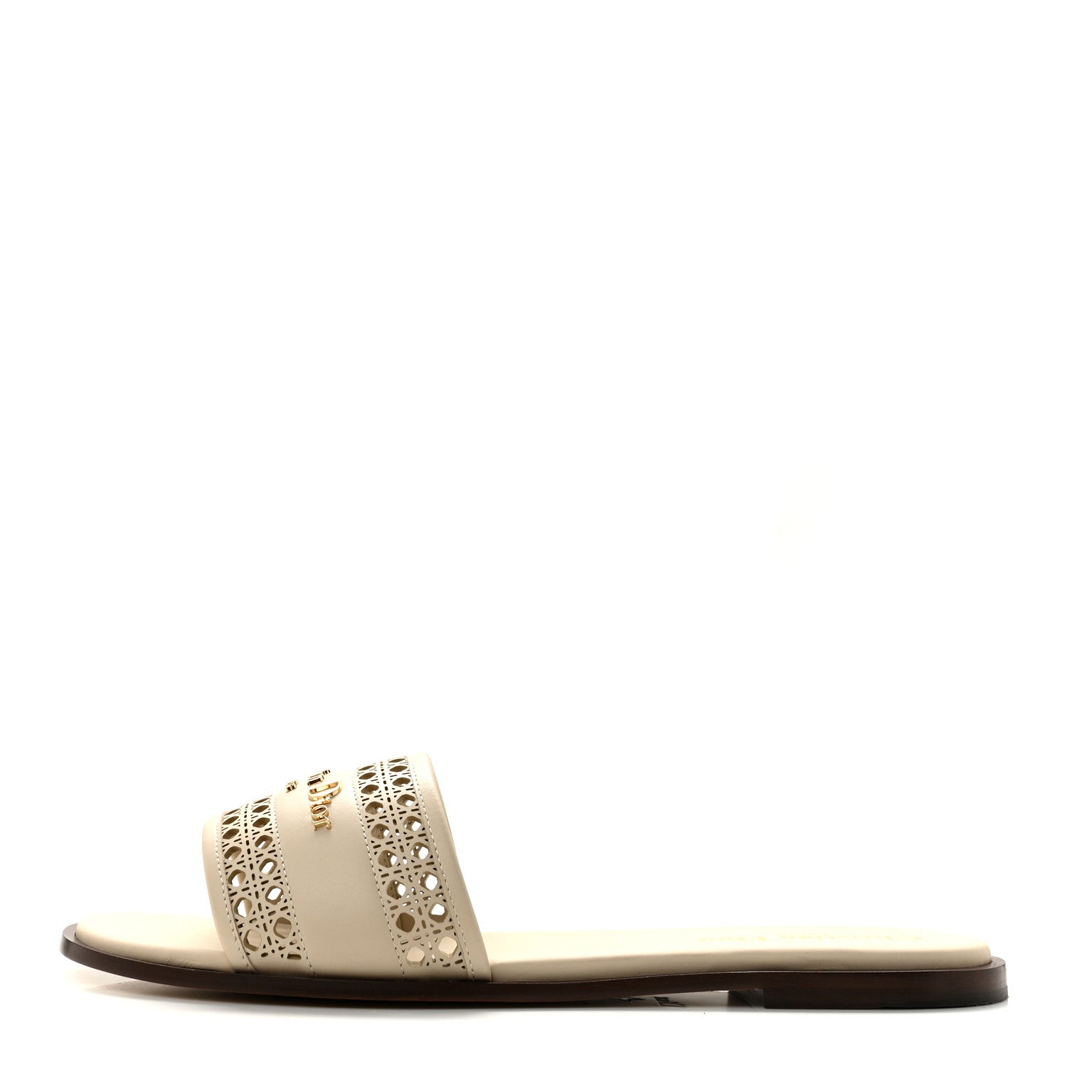 Christian Dior Calfskin Lambskin Micro Cannage D-Lane Flat Slide Sandals 39 Light Ecru 1 of 10