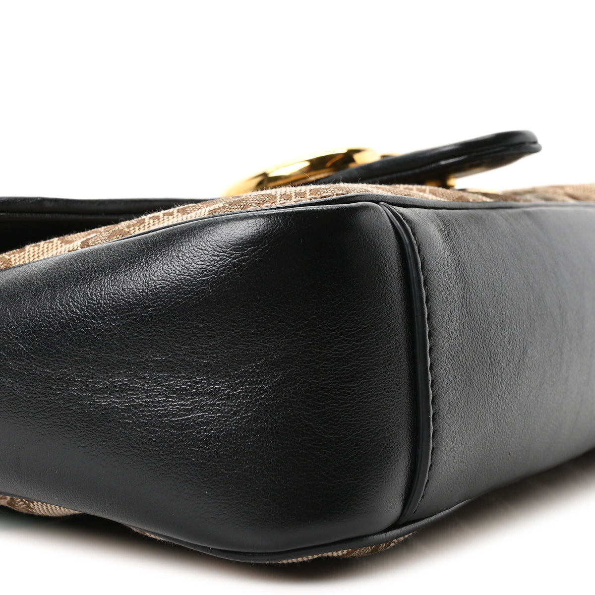 Gucci Monogram Matelasse Diagonal Small GG Marmont Shoulder Bag Beige Black 9 of 10