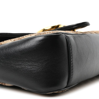 Gucci Monogram Matelasse Diagonal Small GG Marmont Shoulder Bag Beige Black 9 of 10