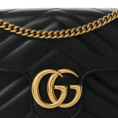 Gucci Calfskin Matelasse Super Mini GG Marmont Shoulder Bag Black 7 of 10