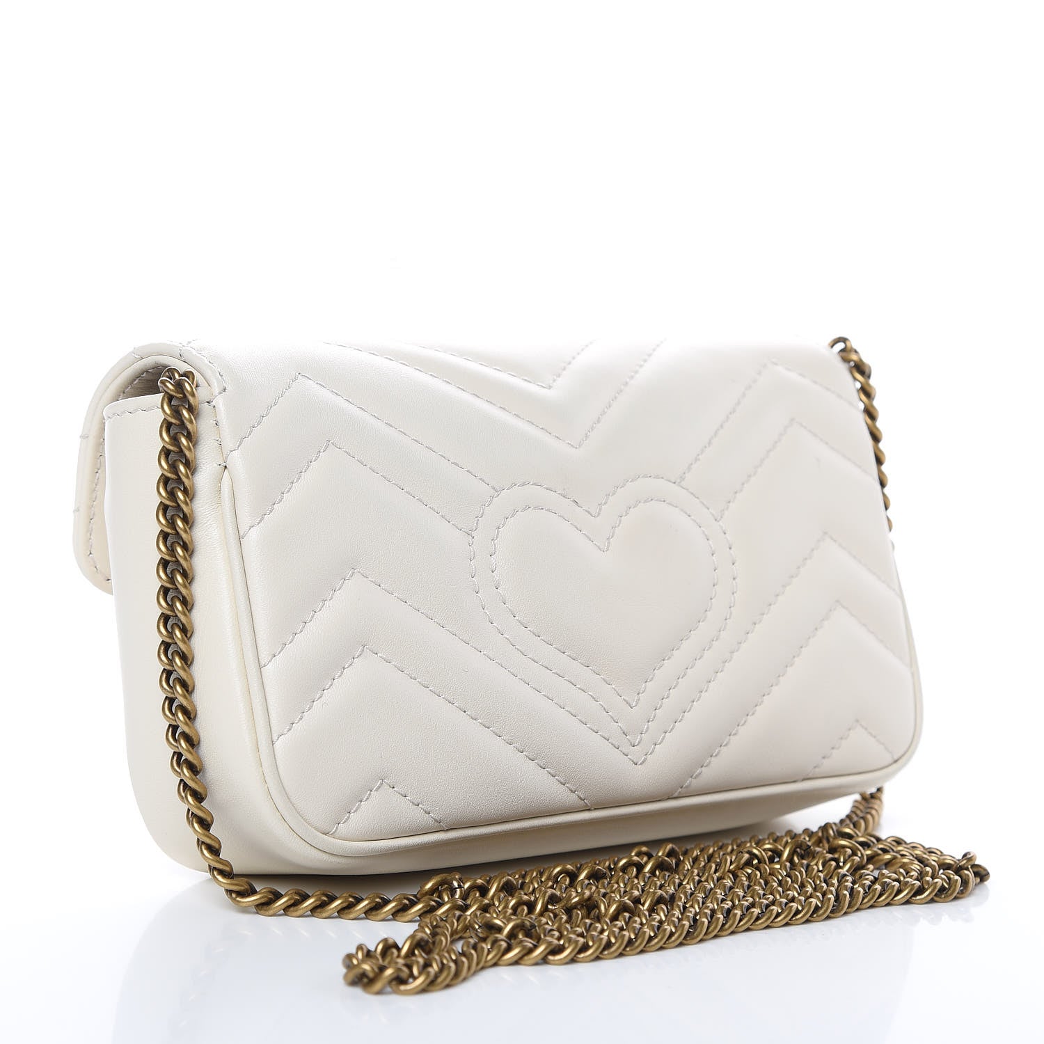 Gucci Calfskin Matelasse Super Mini GG Marmont Shoulder Bag White 3 of 10