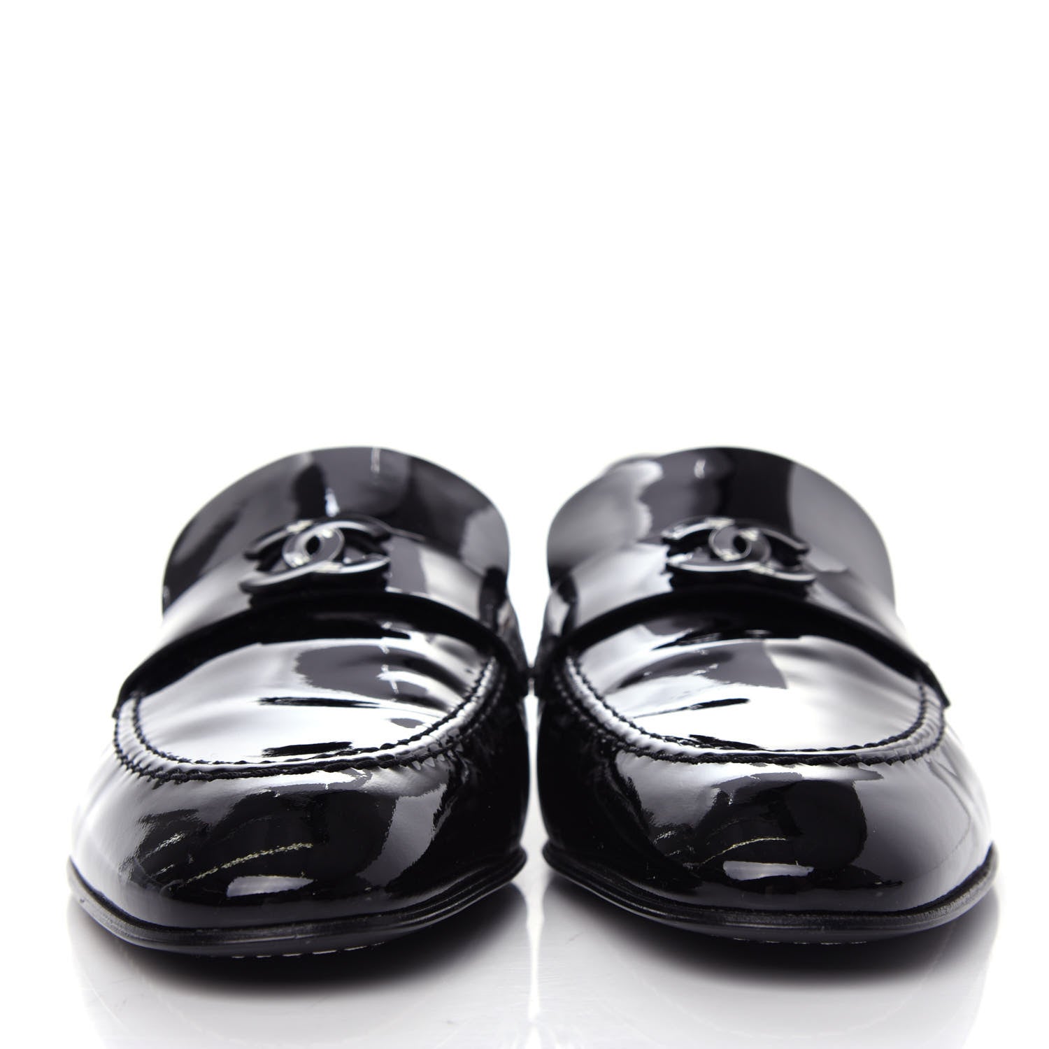 Chanel Patent CC Mocassin Loafers 40.5 Black 2 of 13