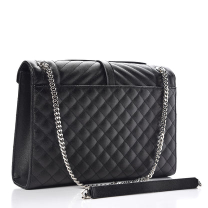 Saint Laurent Grain De Poudre Textured Mixed Matelasse Large Triquilt Monogram Satchel Black 3 of 8