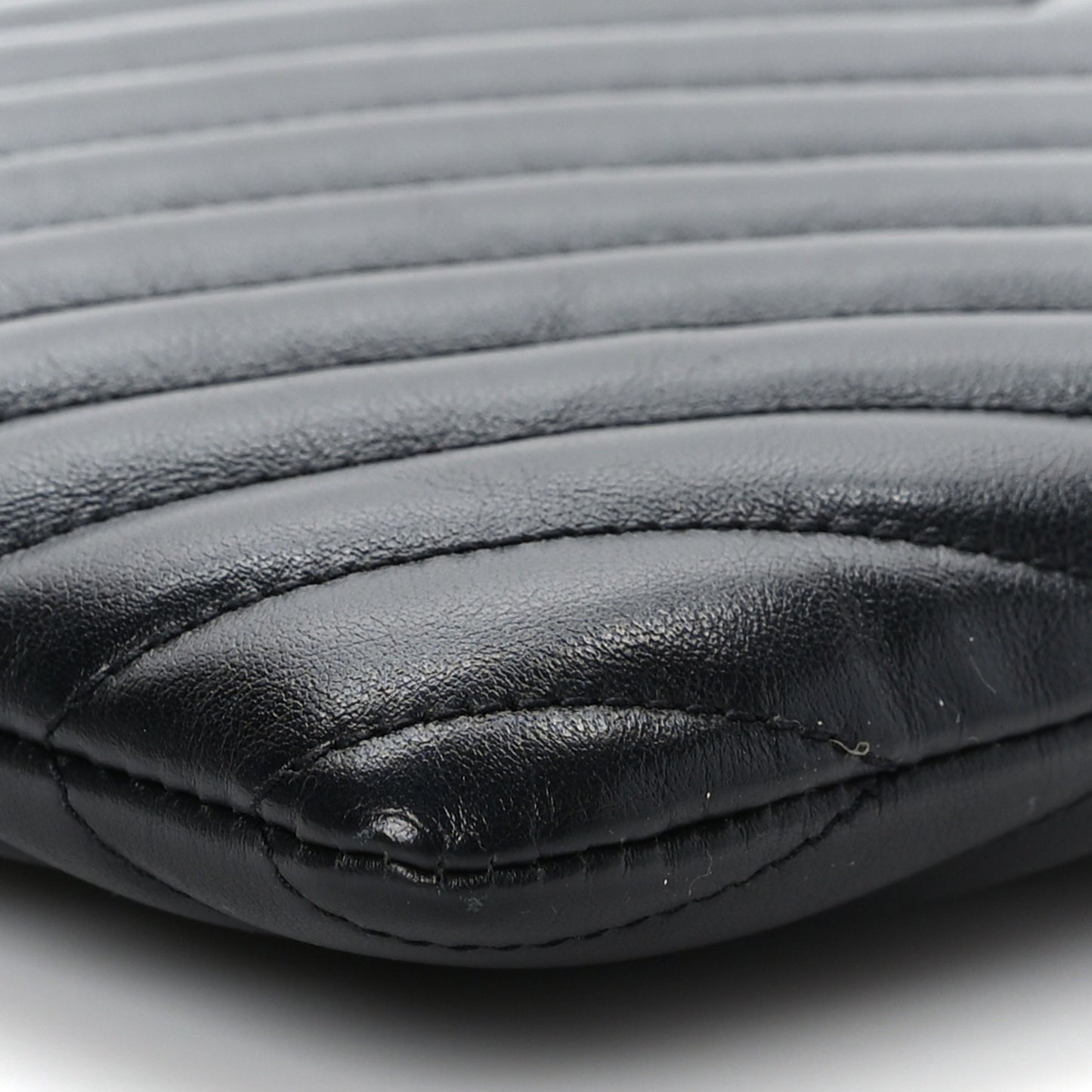Calfskin Matelasse Chevron Monogram A5 Wristlet Black