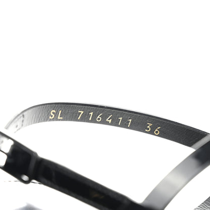 Saint Laurent Patent Calfskin Cassandra Crystal Monogram Sandals 36 Black 8 of 10