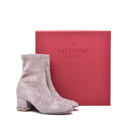 Valentino Garavani Suede Stretch Rockstud 60mm Ankle Boots 37 Poudre 10 of 10