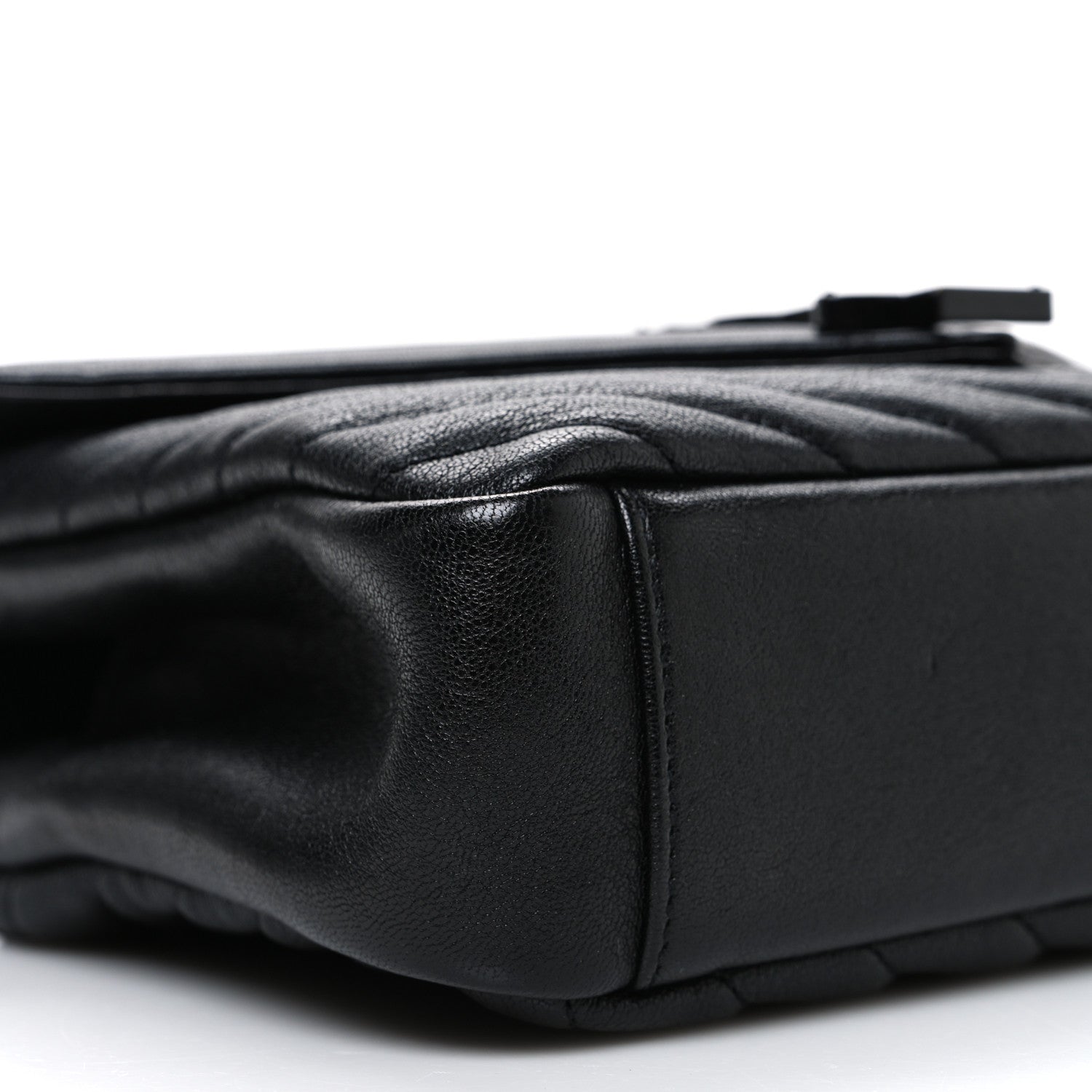 Saint Laurent Sheepskin Matelasse Chevron Monogram Monochrome Medium College Bag Black 9 of 10