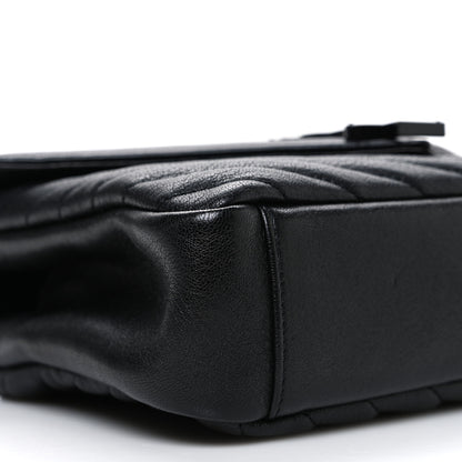 Saint Laurent Sheepskin Matelasse Chevron Monogram Monochrome Medium College Bag Black 9 of 10