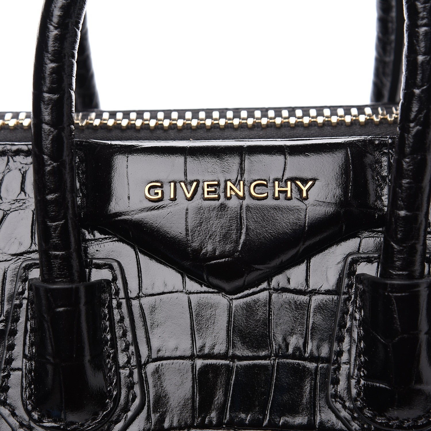 Givenchy Calfskin Crocodile Embossed Mini Antigona Black 7 of 9