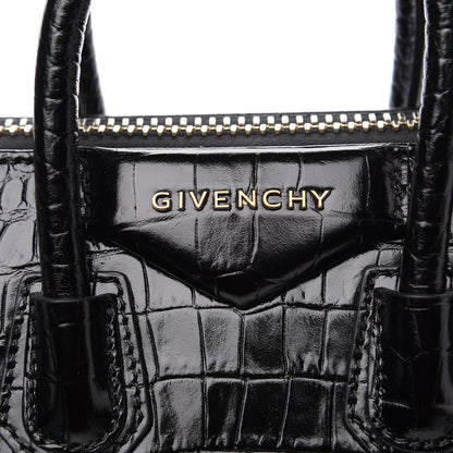 Givenchy Calfskin Crocodile Embossed Mini Antigona Black 7 of 9