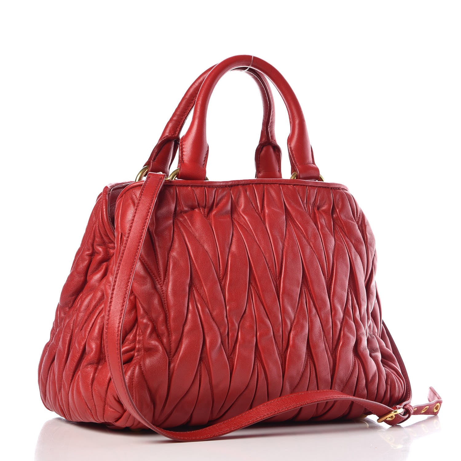 Miu Miu Nappa Matelasse Bauletto Top Handle Bowler Rosso 4 of 10