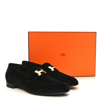 Hermes Velvet Womens Paris Loafers 39 Black 11 of 11