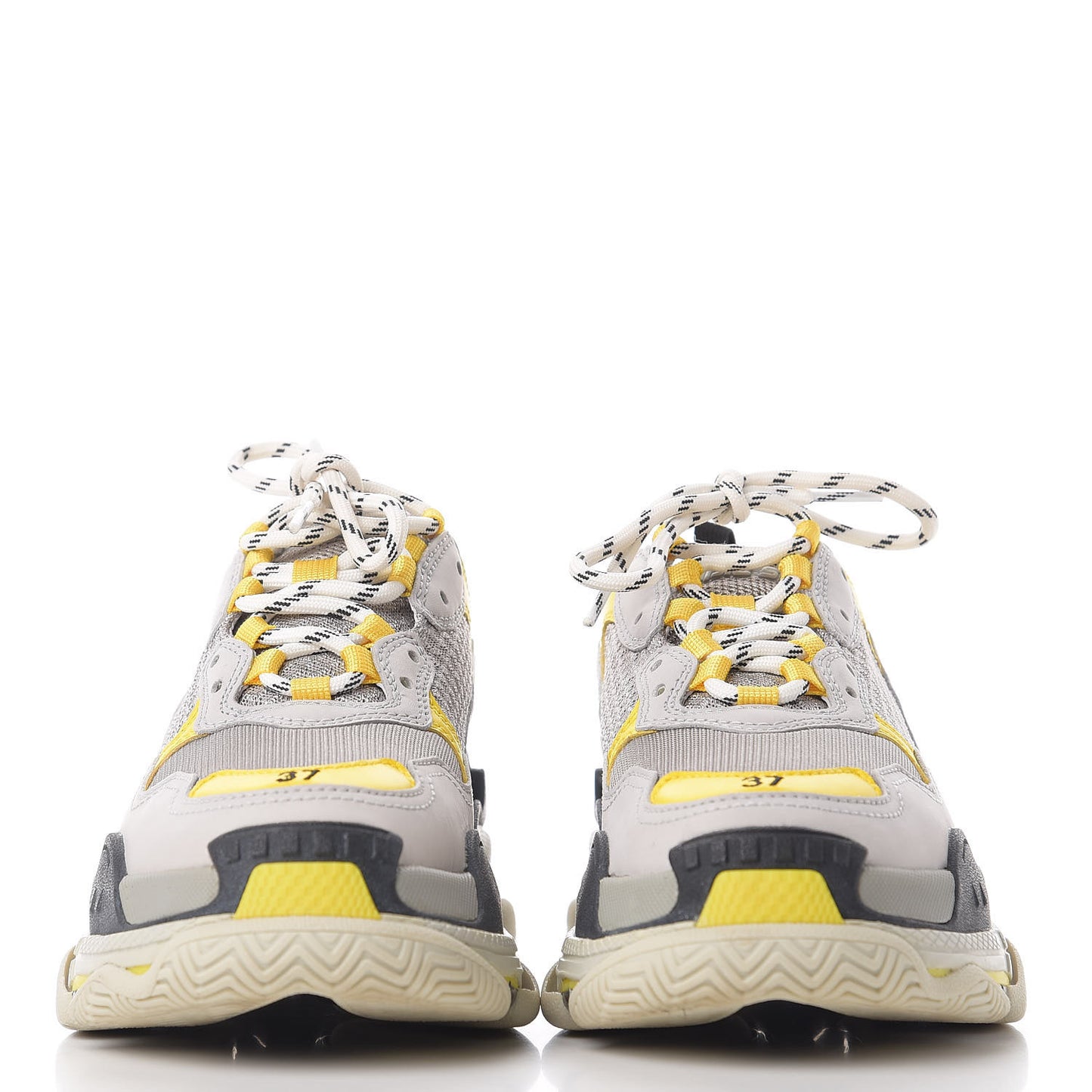 Fabric Mesh Womens Triple S Sneakers 37 Yellow Grey White