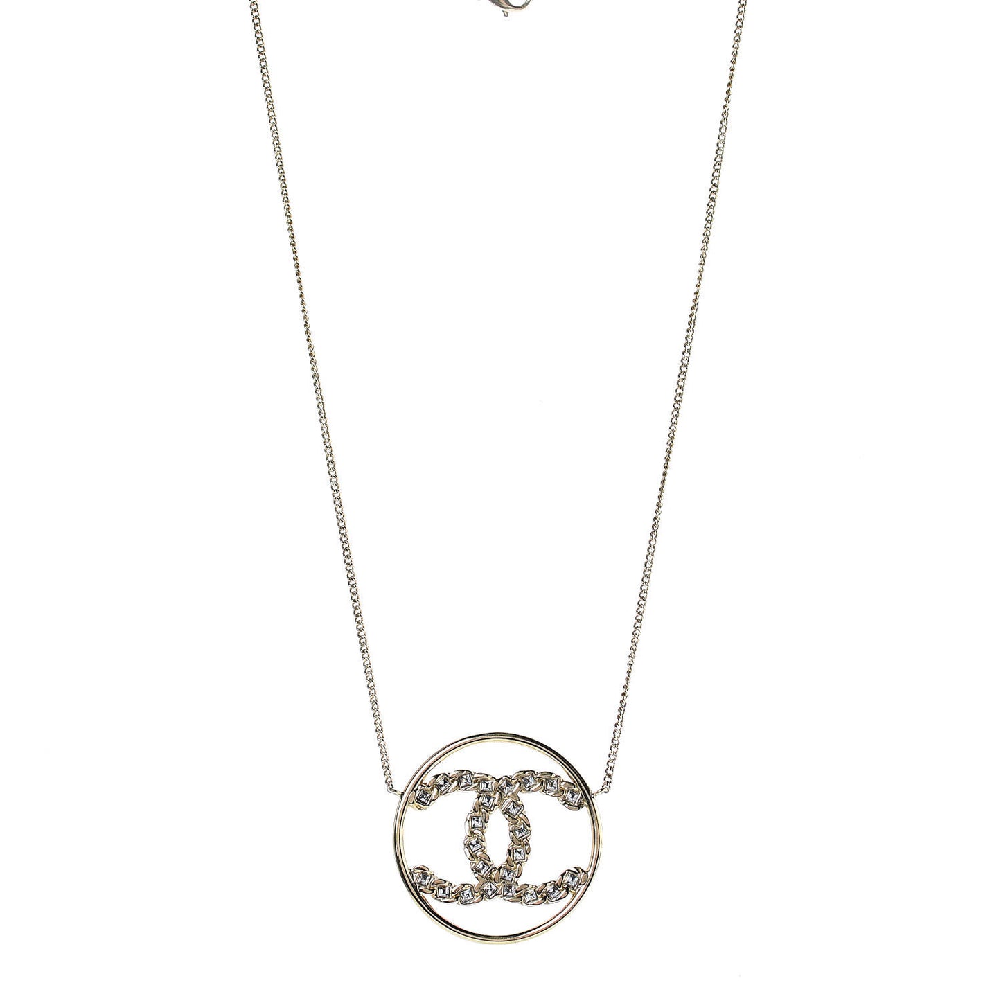 Baguette Crystal High Society CC Pendant Necklace Gold