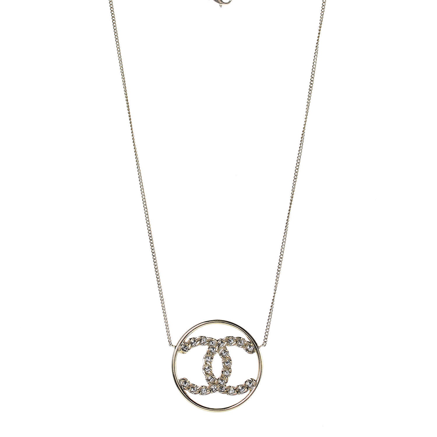 Chanel Baguette Crystal High Society CC Pendant Necklace Gold 1 of 7