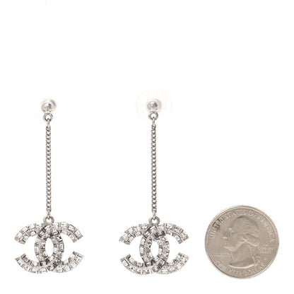 Chanel Baguette Crystal CC Drop Earrings Silver 2 of 4