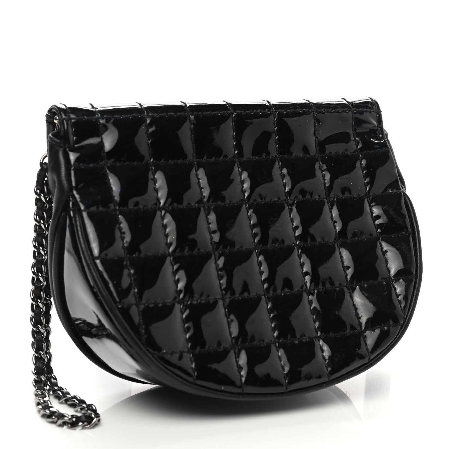 Chanel Patent Lambskin Chocolate Bar Flap Clutch Black 3 of 9
