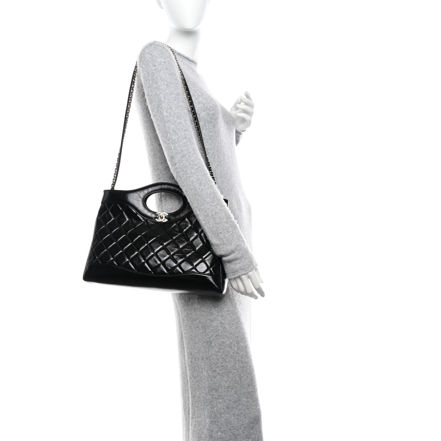 Chanel Shiny Lambskin Quilted 31 Shopping Bag Black 2 of 10