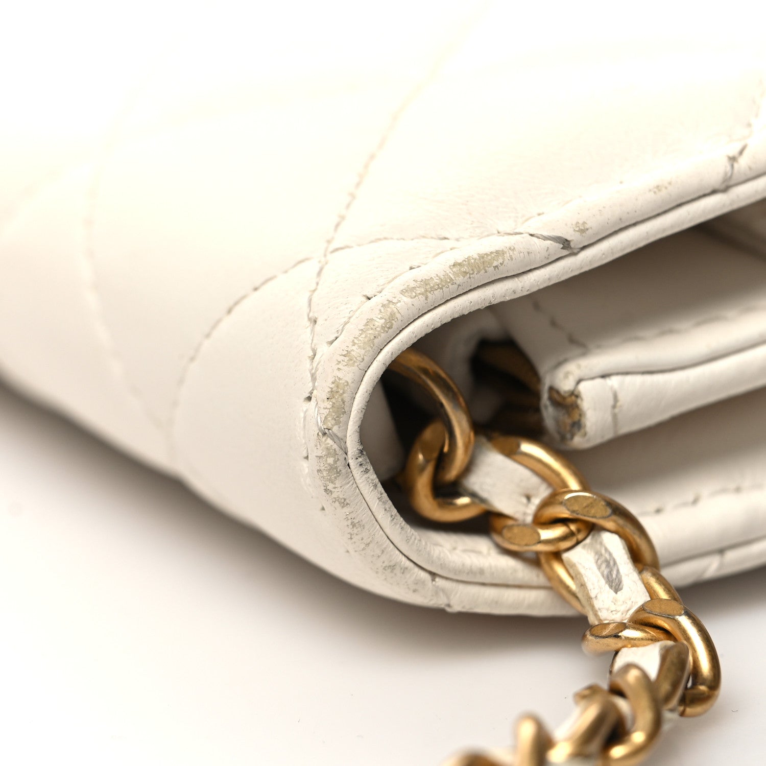 Chanel Lambskin Quilted CC Pearl Crush Wallet on Chain WOC White 13 of 15