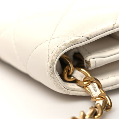 Chanel Lambskin Quilted CC Pearl Crush Wallet on Chain WOC White 13 of 15