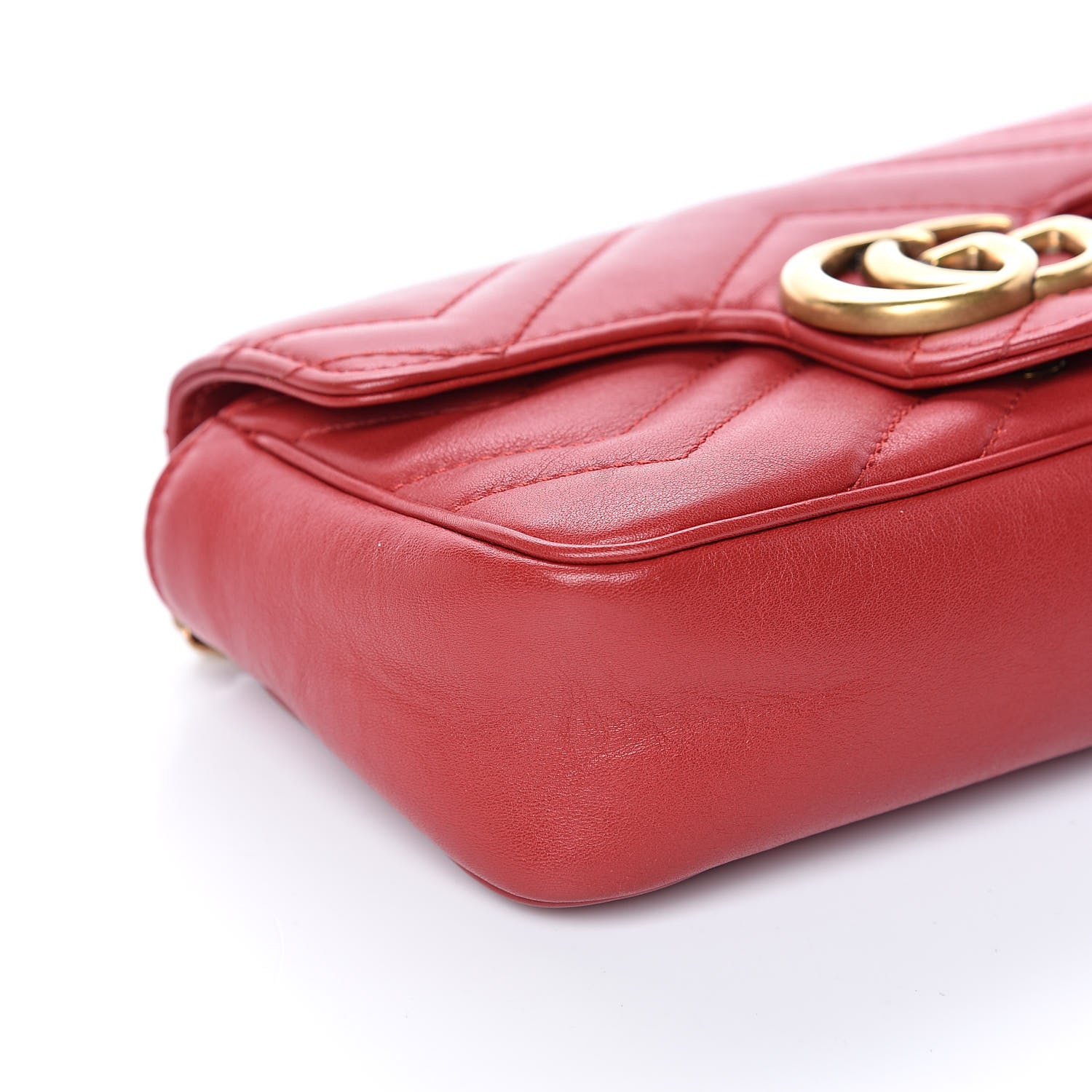 Gucci Calfskin Matelasse Super Mini GG Marmont Shoulder Bag Hibiscus Red 8 of 11