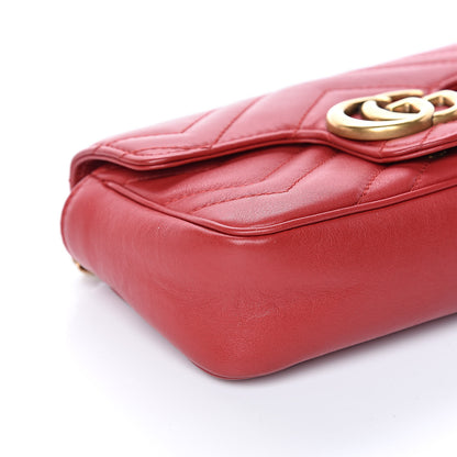 Gucci Calfskin Matelasse Super Mini GG Marmont Shoulder Bag Hibiscus Red 8 of 11
