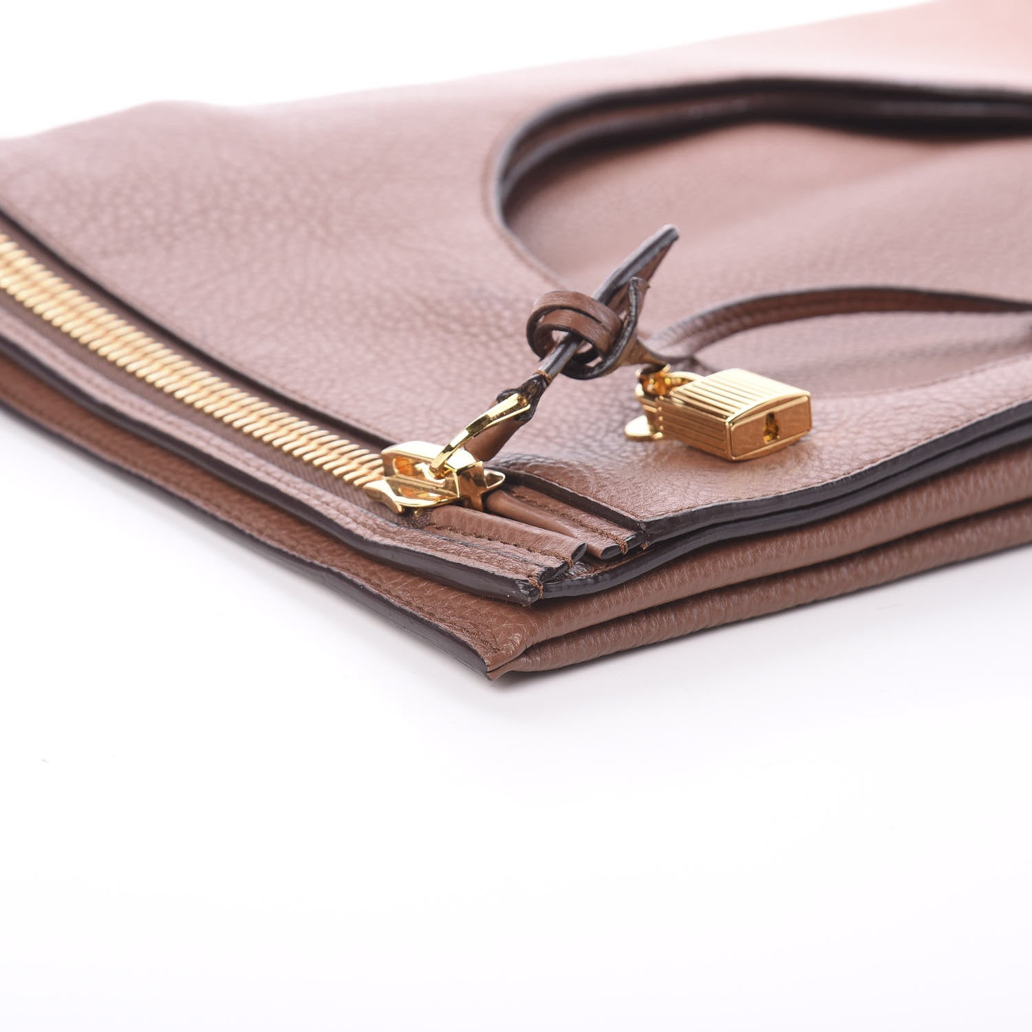 Tom Ford Calfskin Large Alix Padlock Zip Shoulder Bag Brown 6 of 7