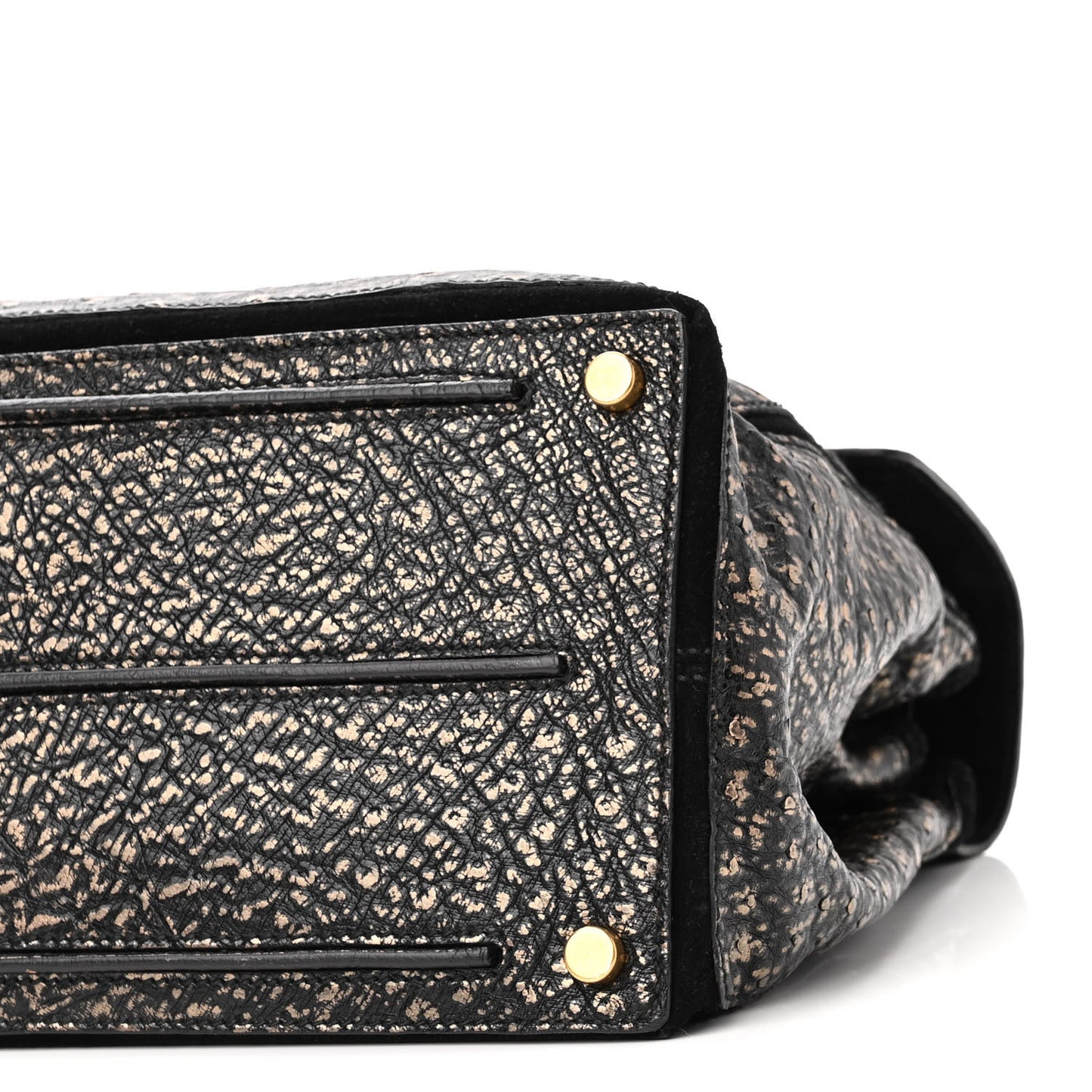 Ostrich Large Muse Two Black Gold