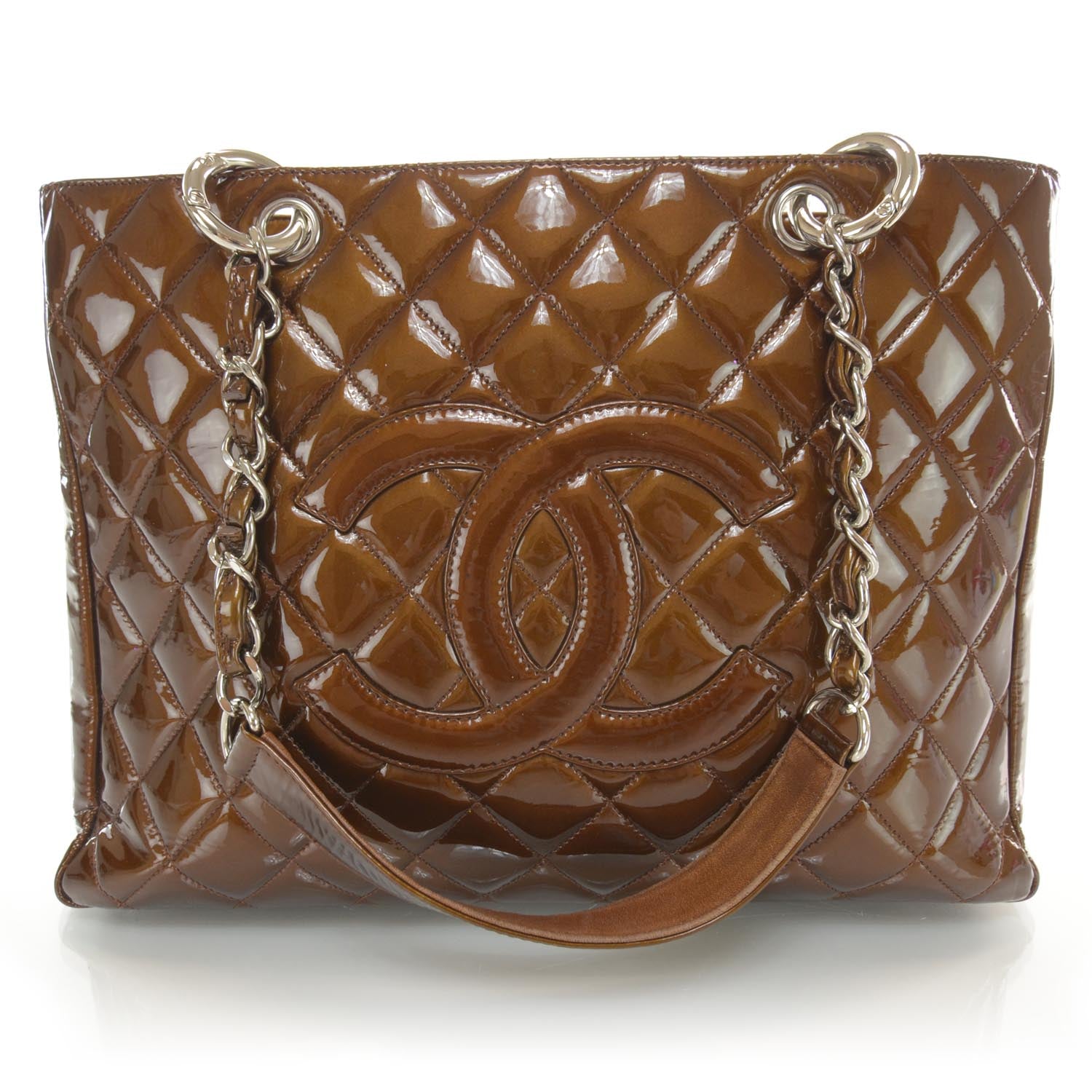 Chanel Patent Grand Shopping Tote GST Bronze 1 of 9