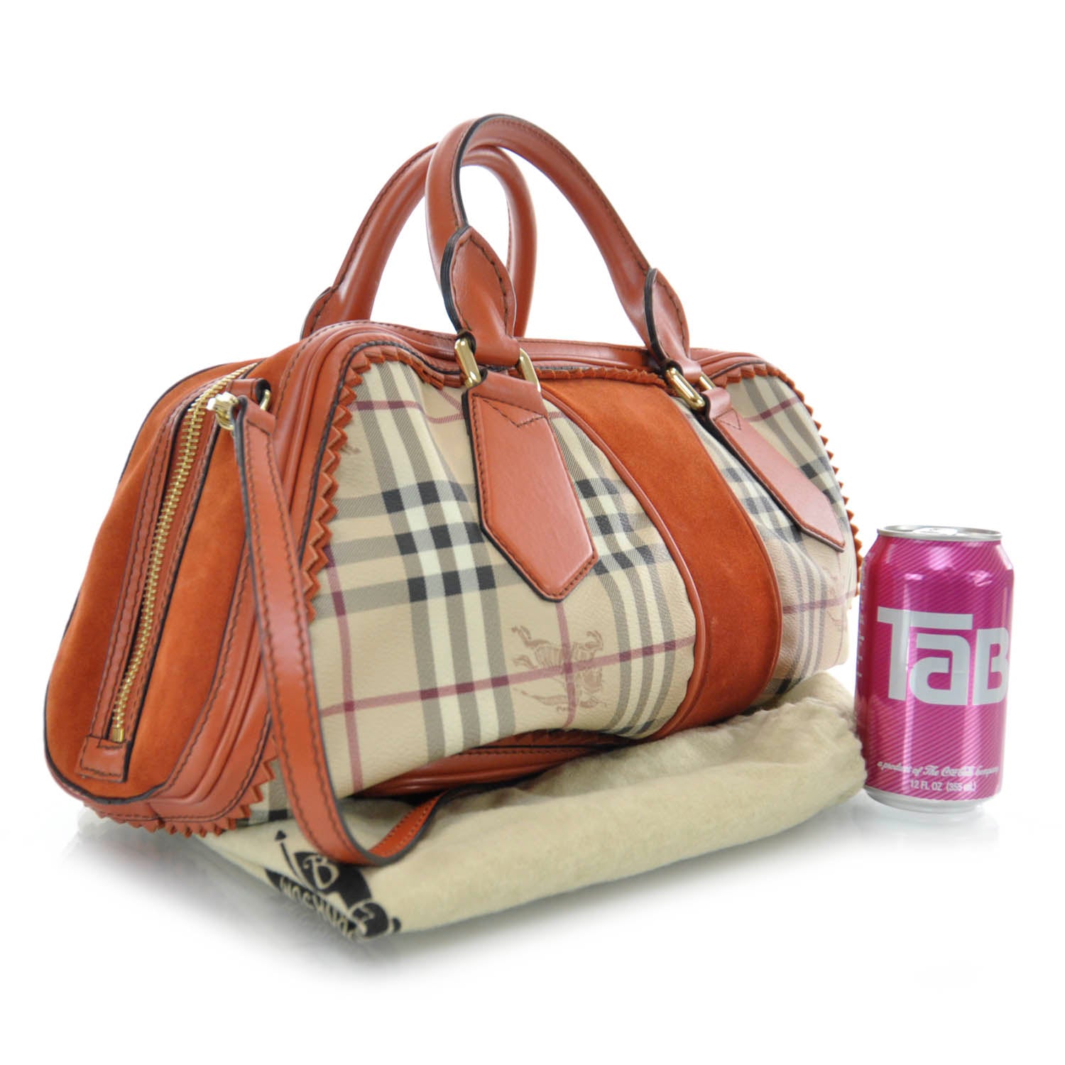 Burberry Haymarket Check Landscape Bag Tangerine 3 of 7