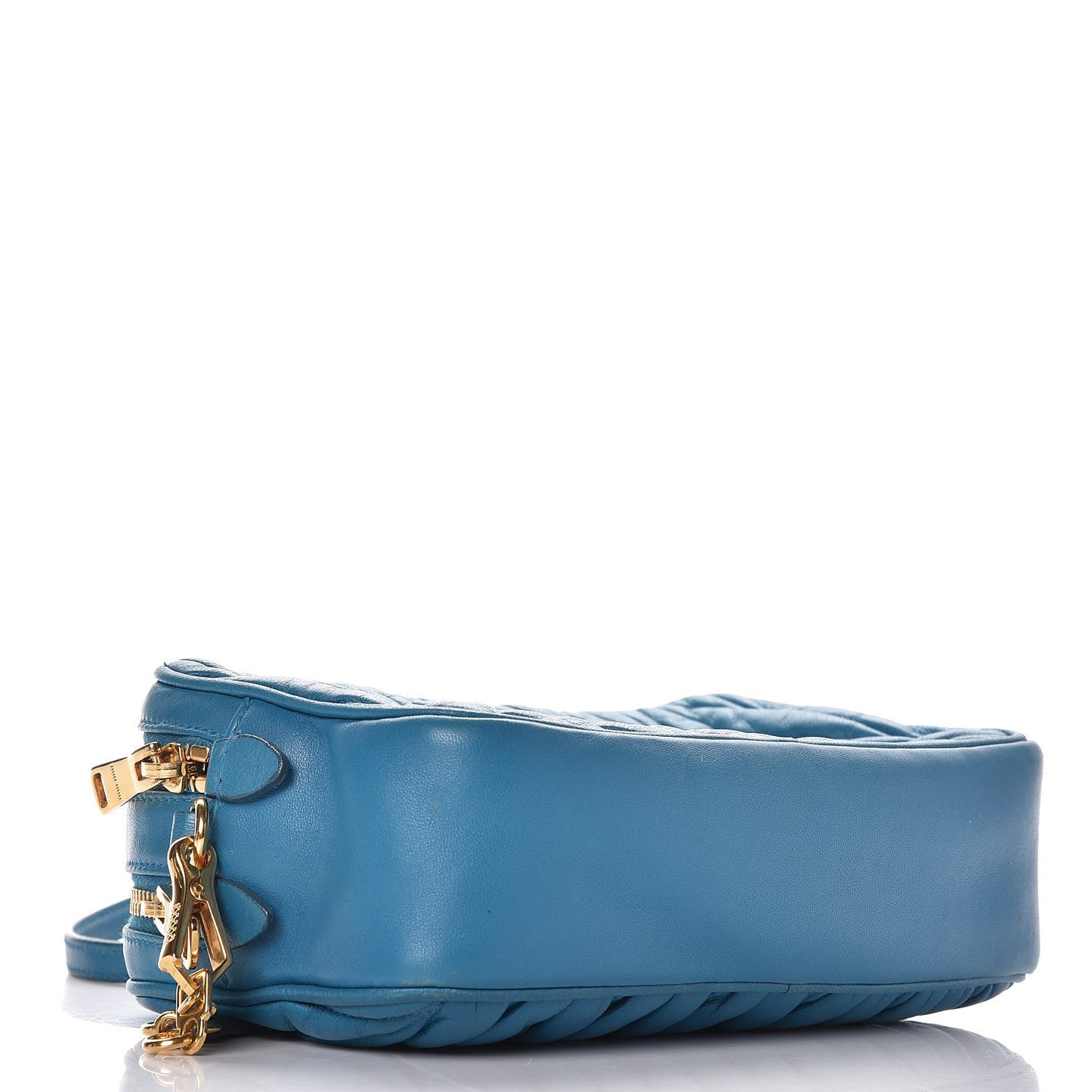 Nappa Matelasse Double Zip Shoulder Bag Turchese