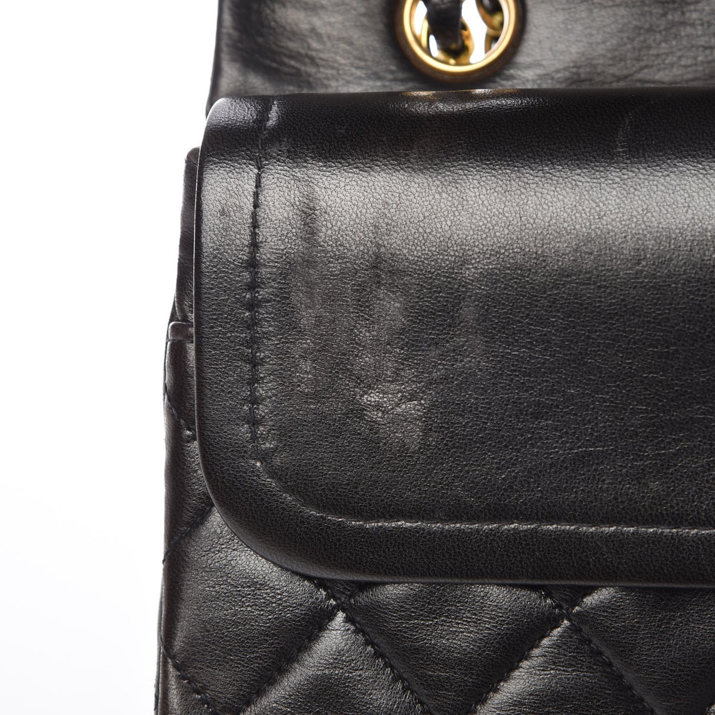 Lambskin Quilted Medium Double Flap Black