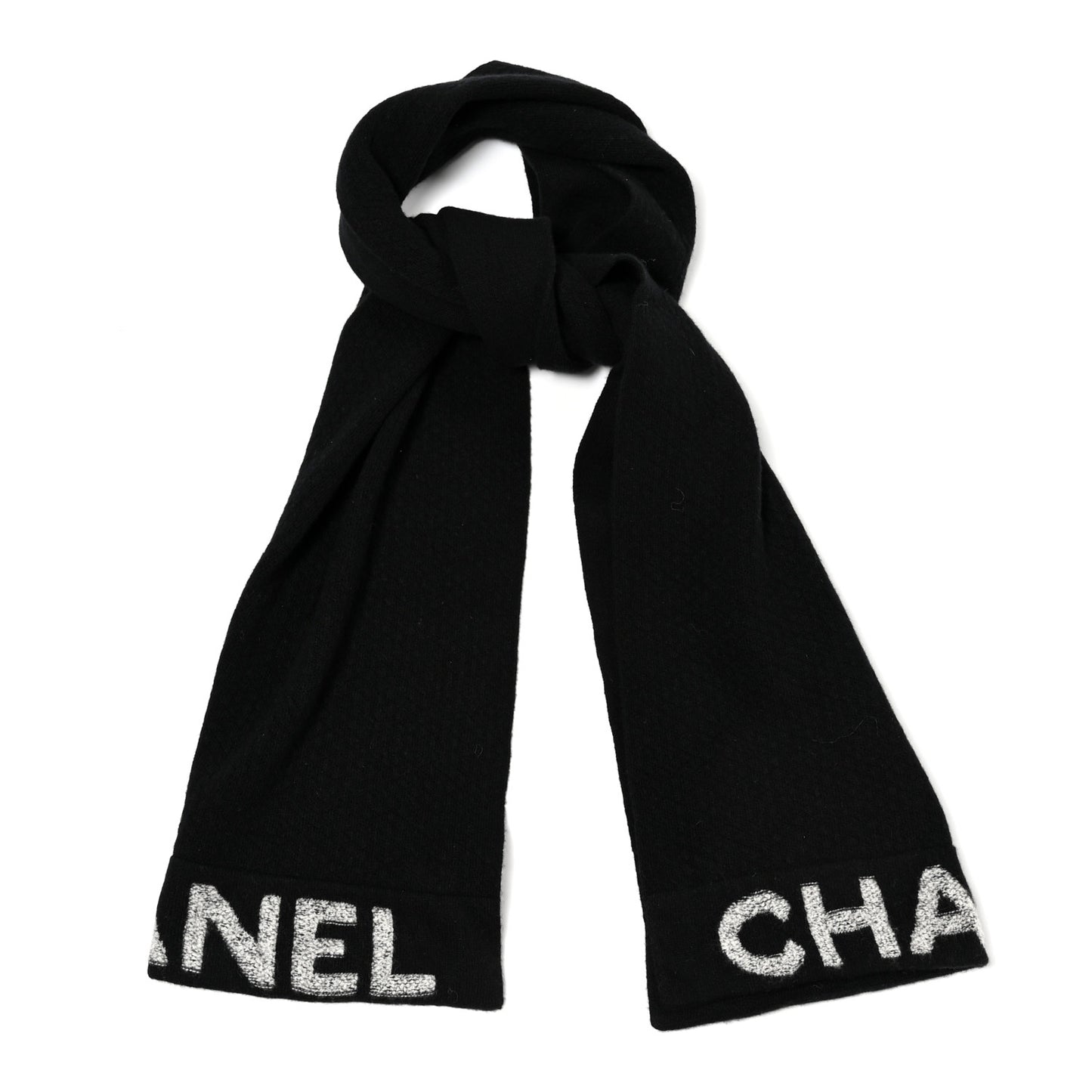 Wool Cashmere CC Logo Scarf Black