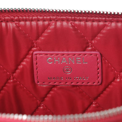 Chanel Patent Calfskin Quilted Valentine Hearts Medium O Cosmetic Case Dark Pink 6 of 9