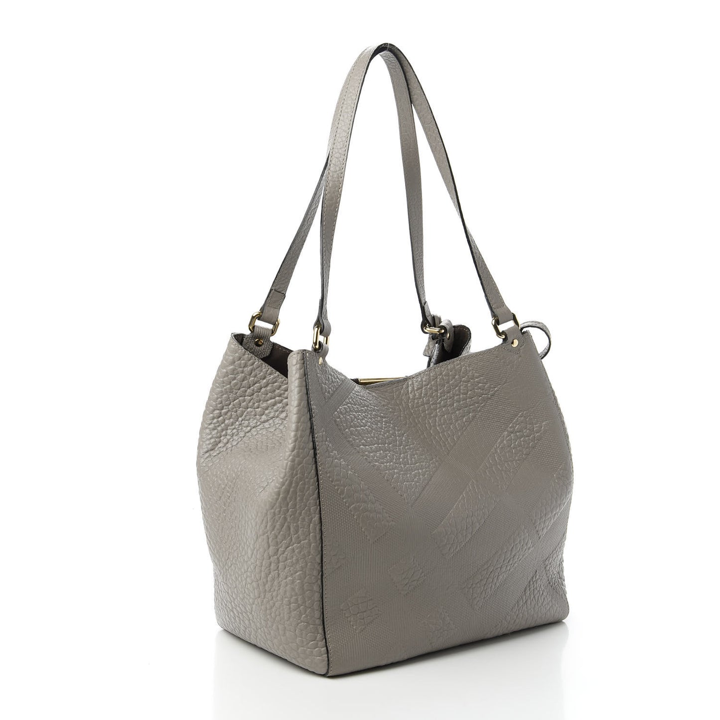 Signature Grain Check Embossed Small Canterbury Tote Grey