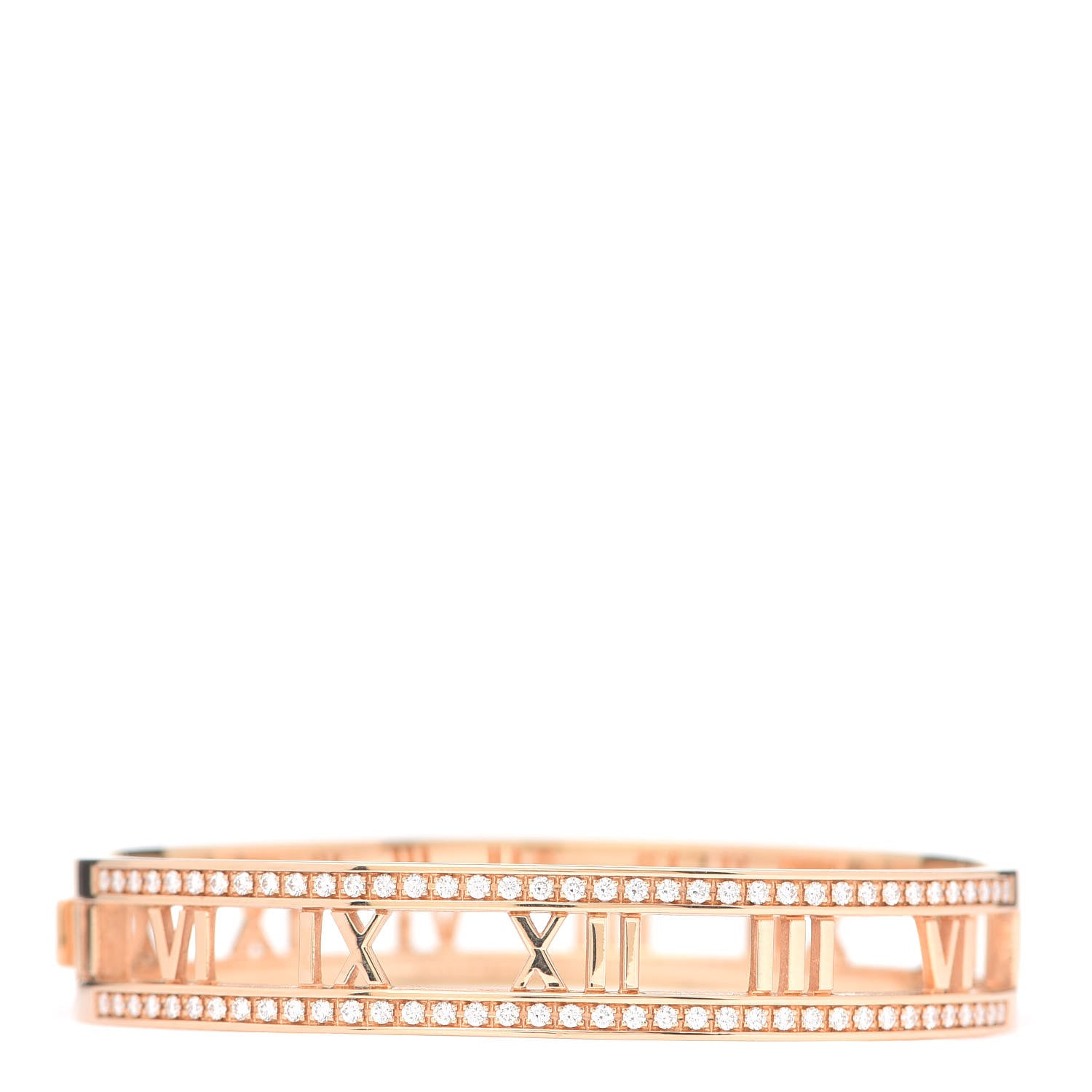 Tiffany 18K Rose Gold Diamond Atlas Open Hinged Bangle Bracelet 1 of 6