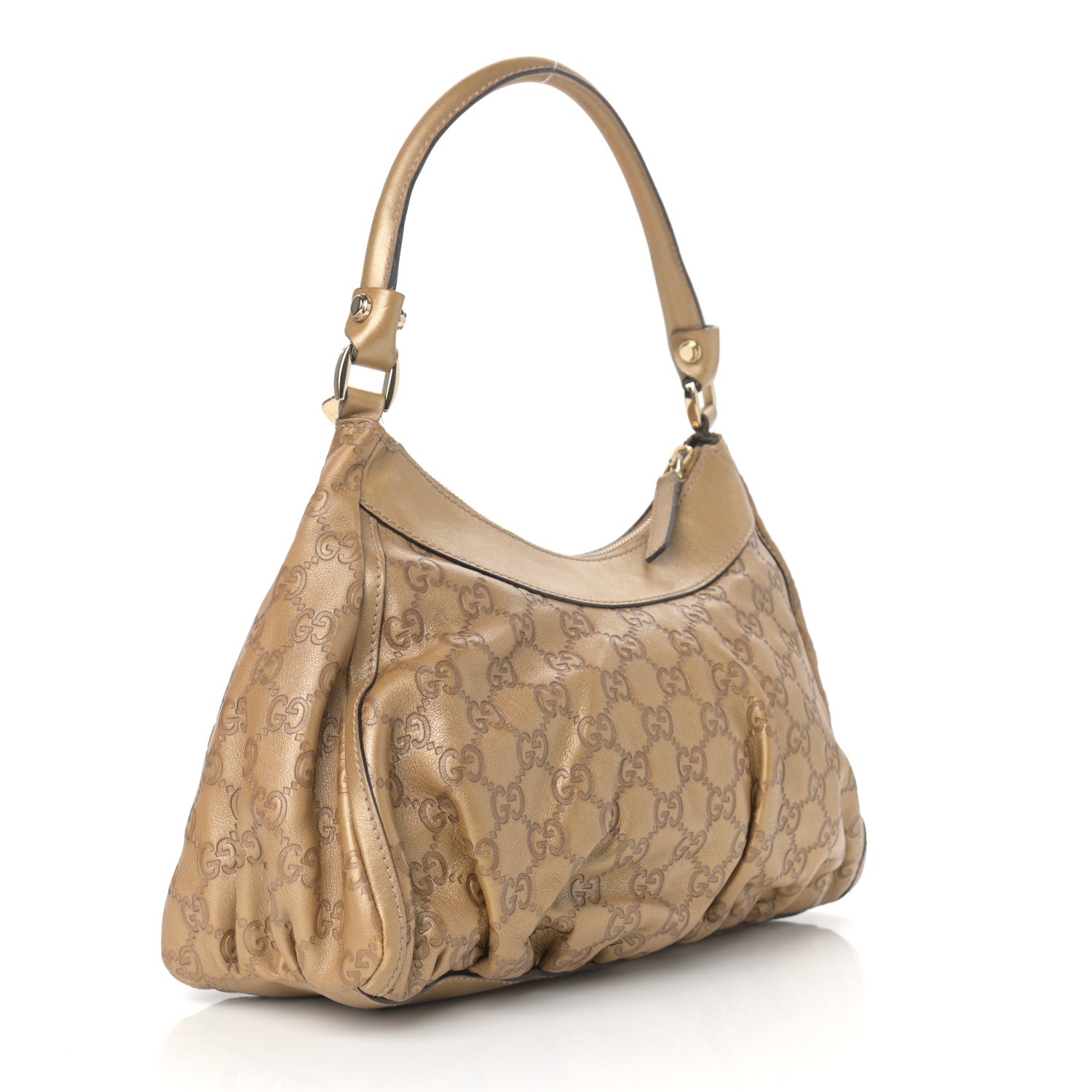 Gucci Metallic Guccissima Medium D Gold Hobo Gold 3 of 19