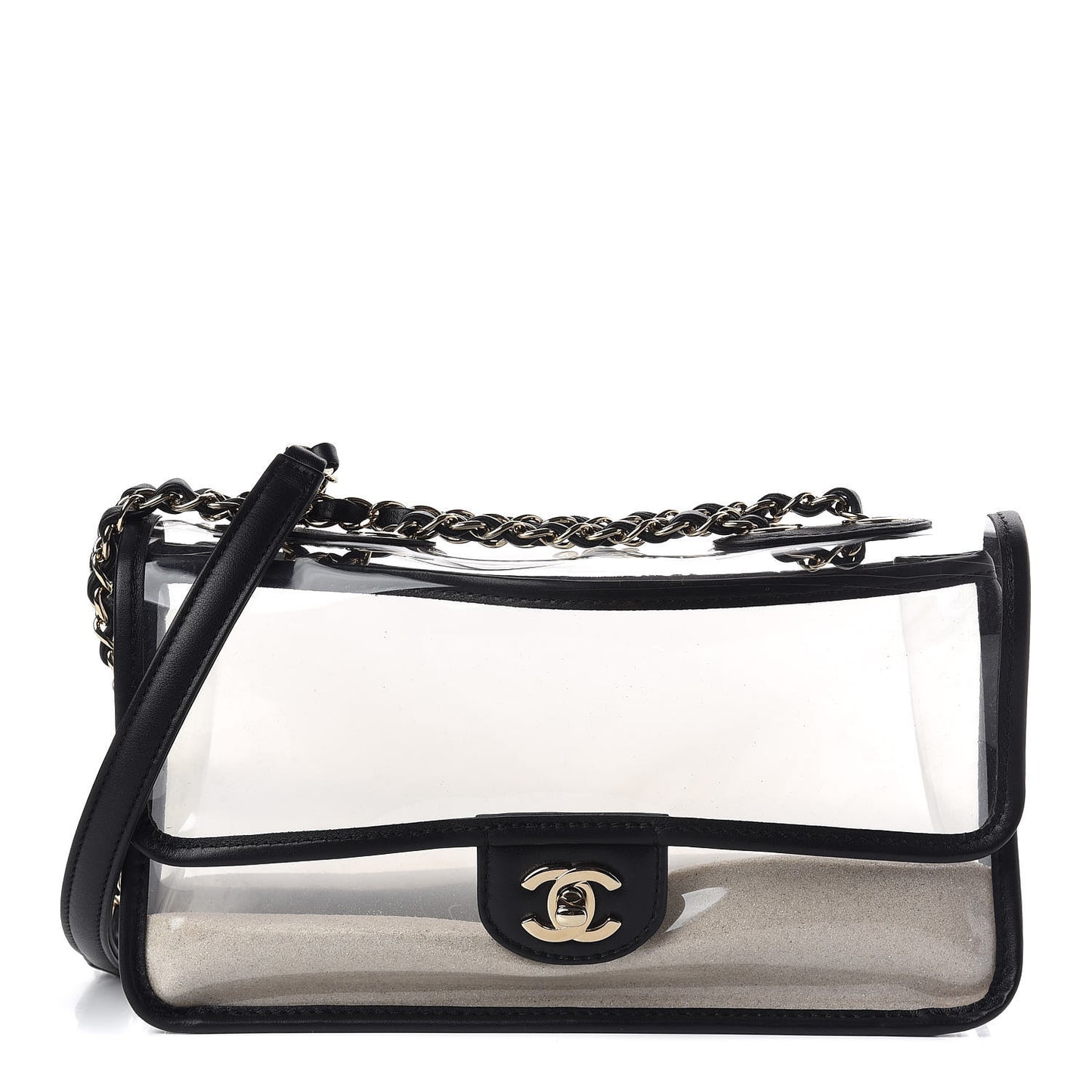 Lambskin PVC Medium Coco Sand Flap Black