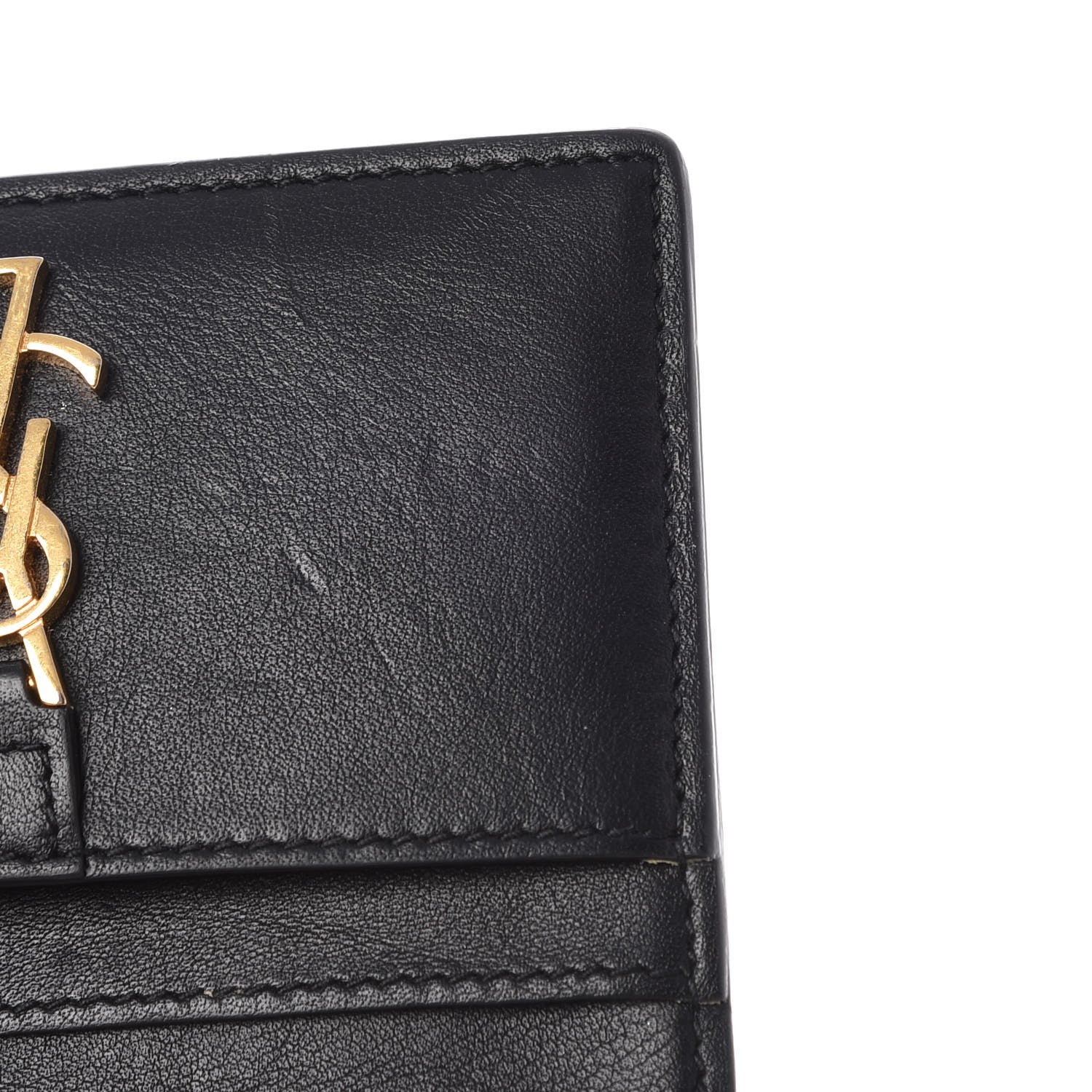 Saint Laurent Calfskin Monogram Card Case Black 10 of 11