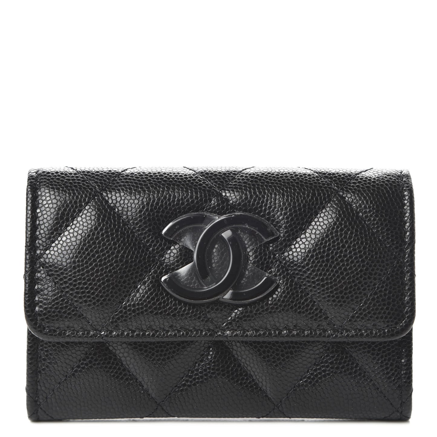 Caviar Quilted My Everything Flap Card Holder Black