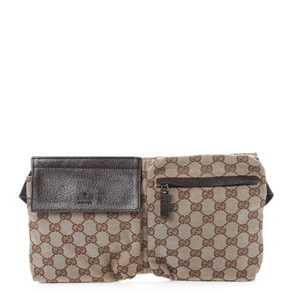 Gucci GG Monogram Double Pocket Belt Bag Dark Brown 1 of 9