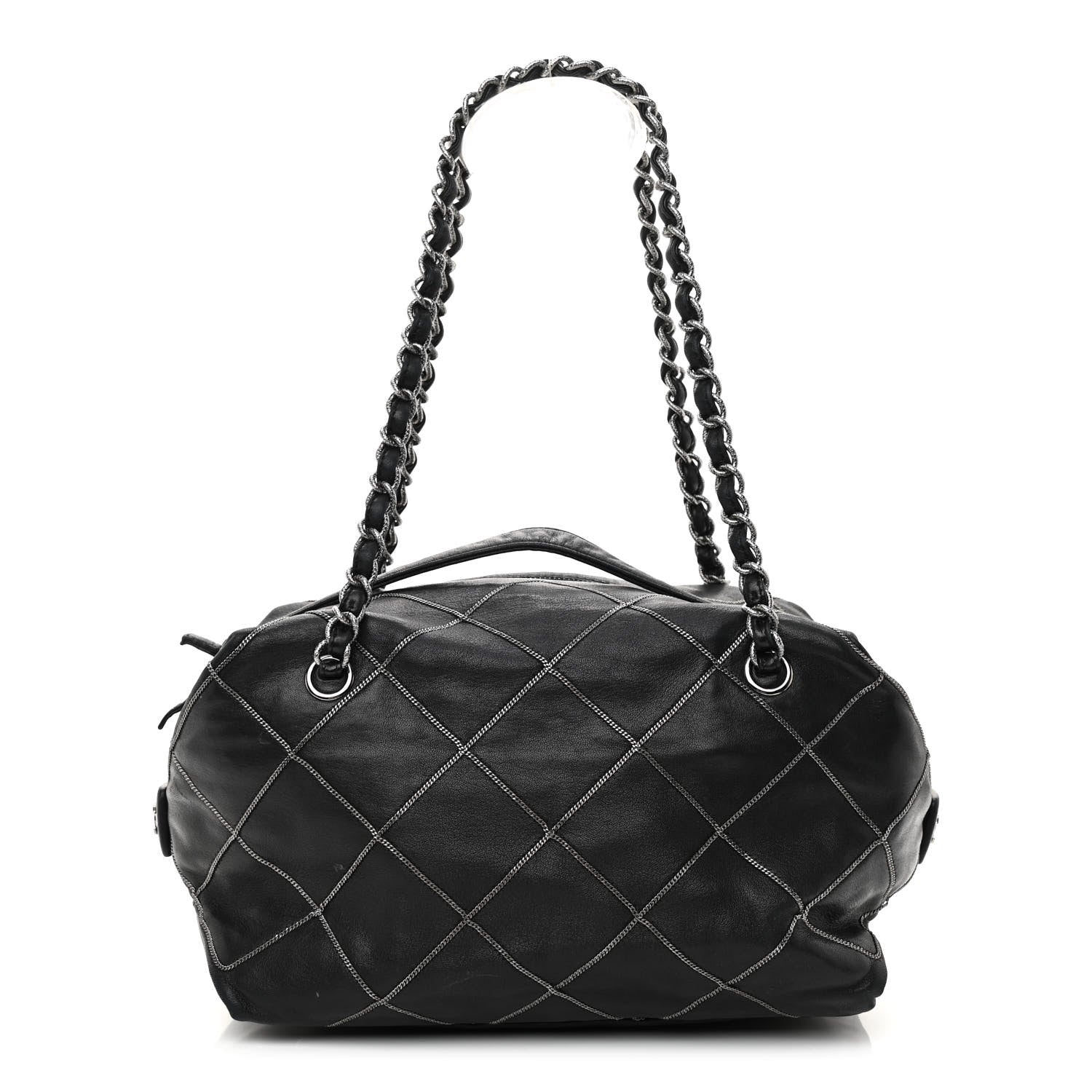 Chanel Calfskin Quilted Chain Stitch Bowler Bag Black 1 of 11